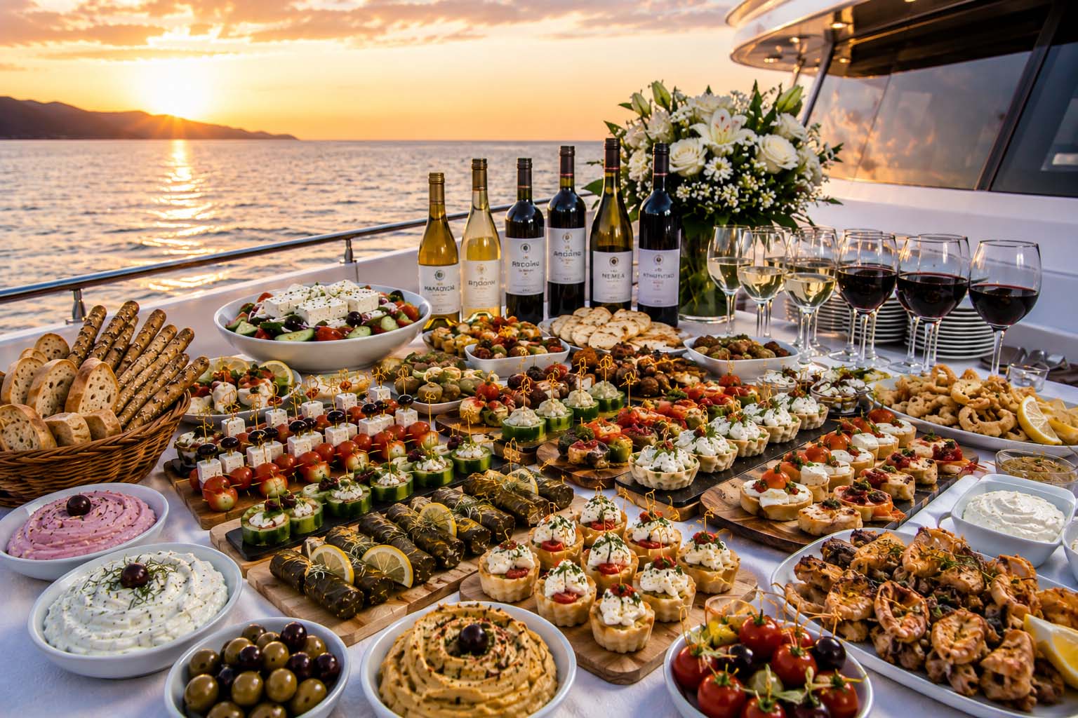 yacht catering menu athens